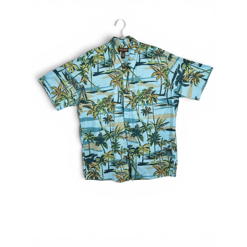 Cooke Street Hawaiian Islands Blue Button Up Shirt Cotton Mens 2XL Island Scene